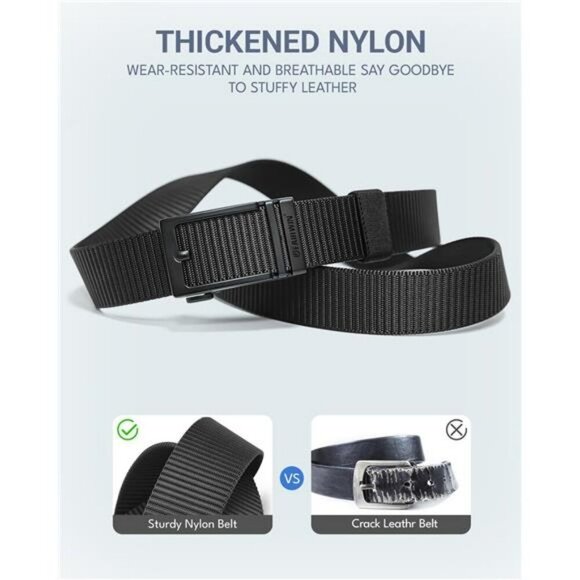 Men Nylon Ratchet Belt Adjustable Tactical Web Belt for Jeans Golf Work Pants - Picture 3 of 7